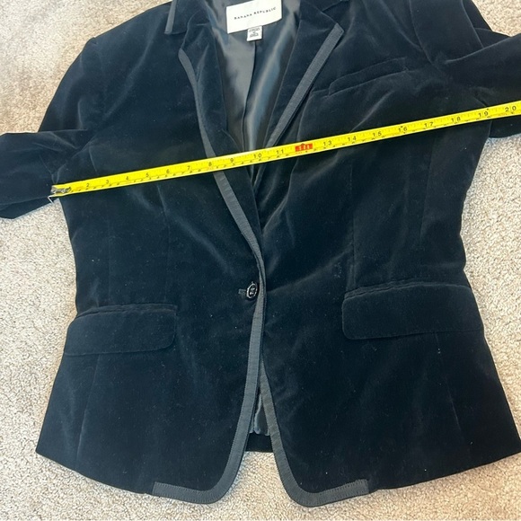 Banana Republic stretch black velvet blazer ribbon trim Sz 10 - Picture 9 of 11
